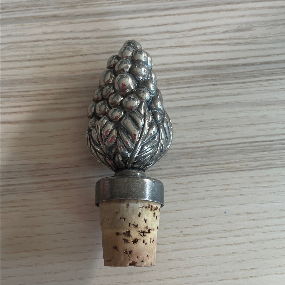 Vintage French Silea Silver Plated Grape Wine Bottle Stopper Cork - 70’s